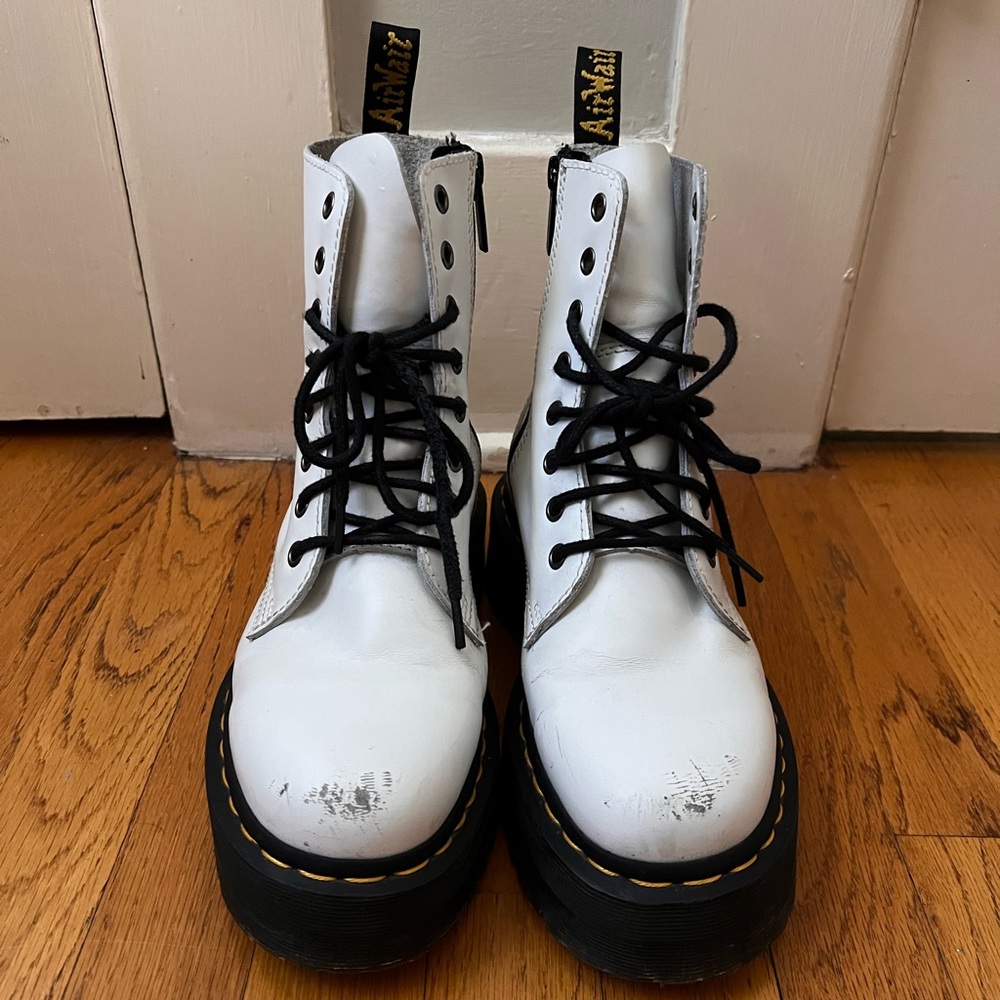 Dr. Martens Jadon Boot Smooth Leather Platforms - White